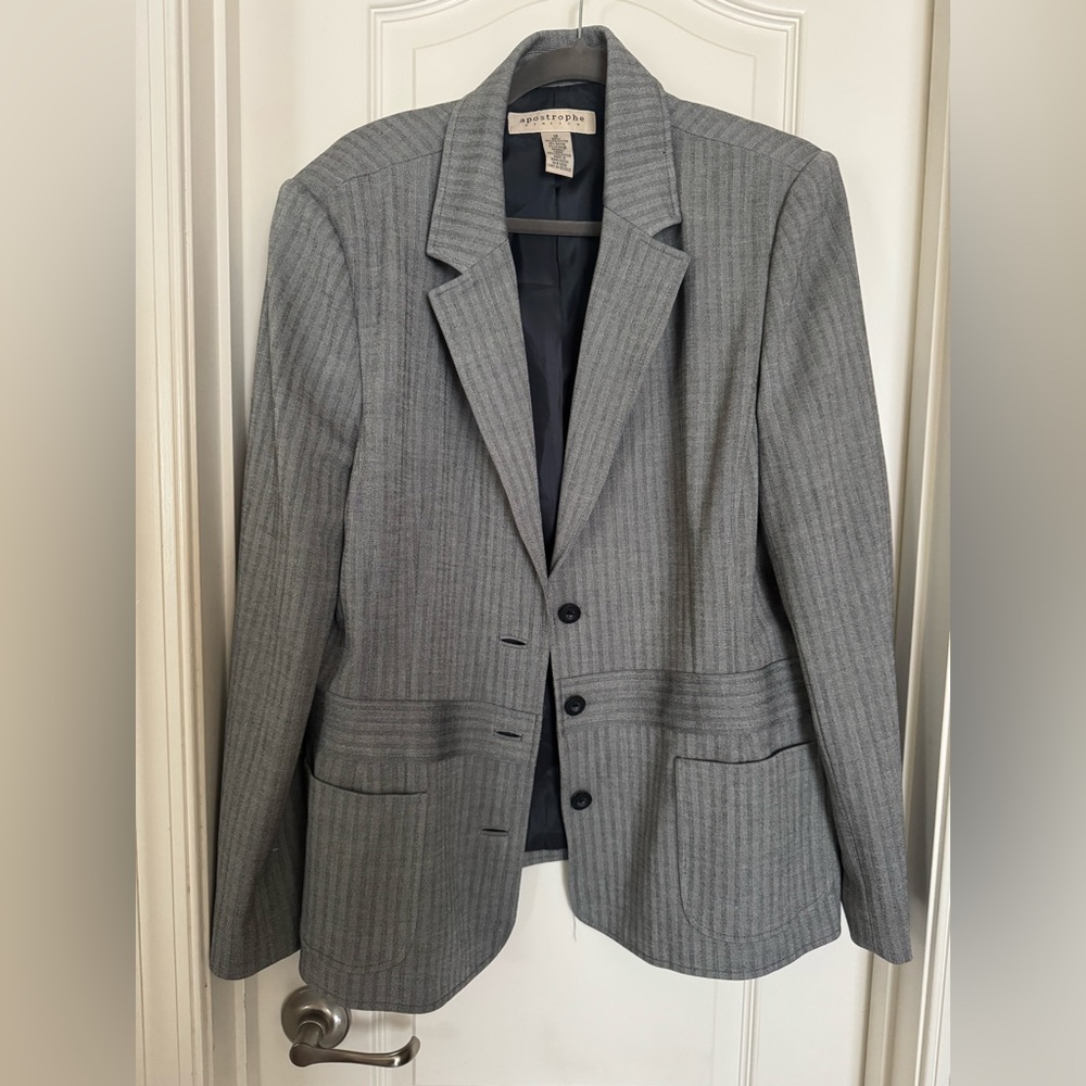 Apostrophe - Gray Pinstripe Blazer and Skirt set Size 18